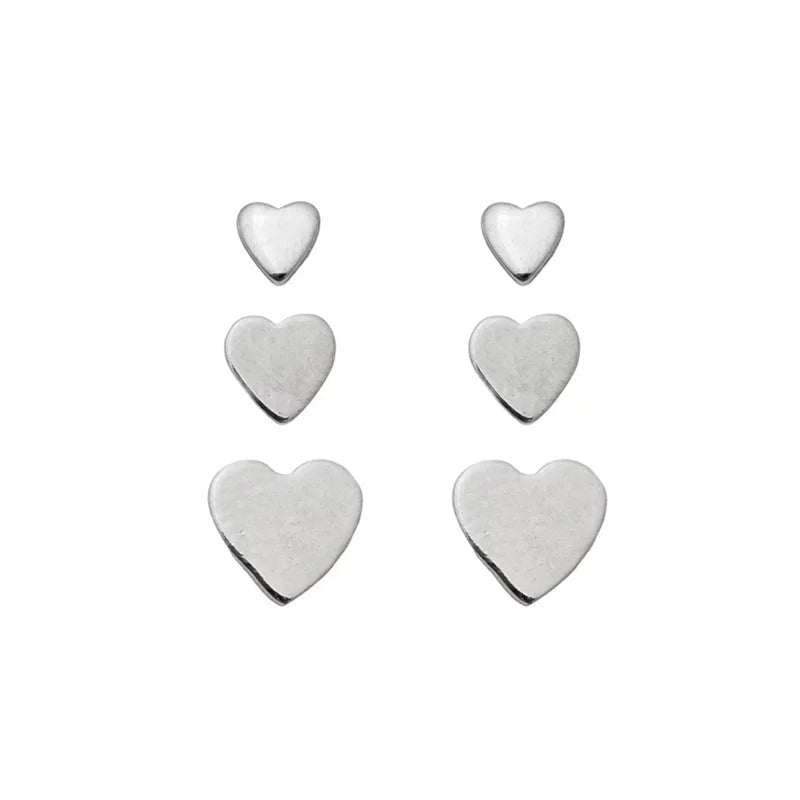 Earring Trio Heart Kids - White Rhodium