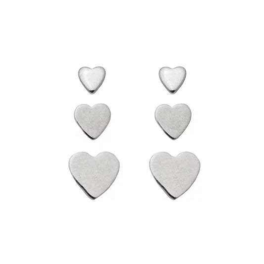 Earring Trio Heart Kids - White Rhodium