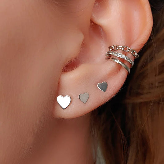 Earring Trio Heart Kids - White Rhodium