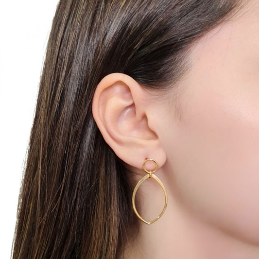 Earring Elliptical Round Base - 18K Gold