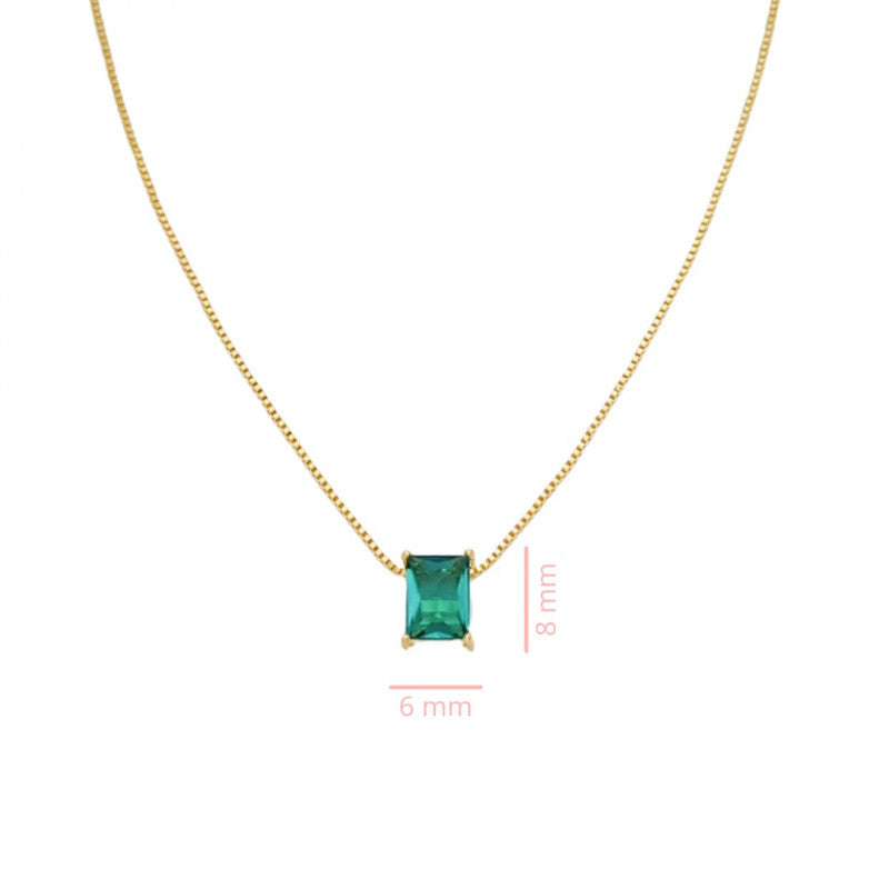 Necklace Rectangular Tourmaline - 18K Gold