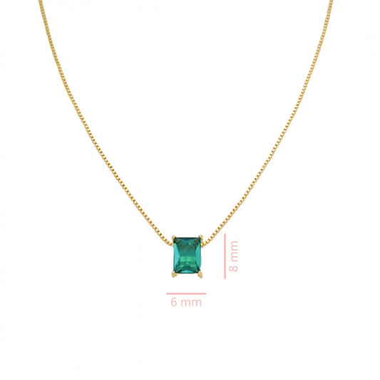 Necklace Rectangular Tourmaline - 18K Gold