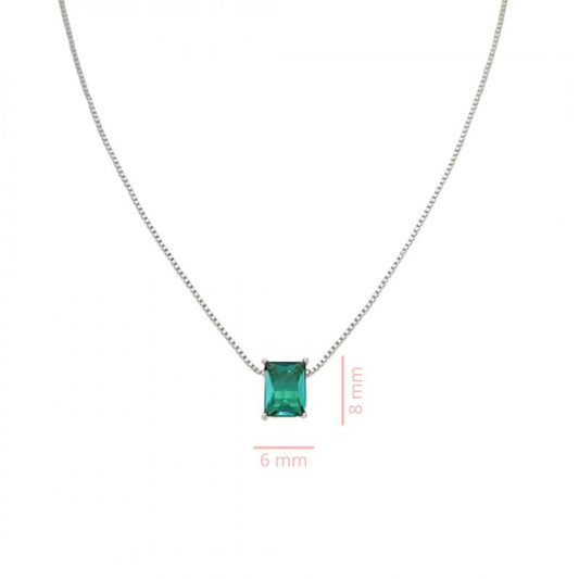 Necklace Rectangular Venetian Pendant - White Rhodium