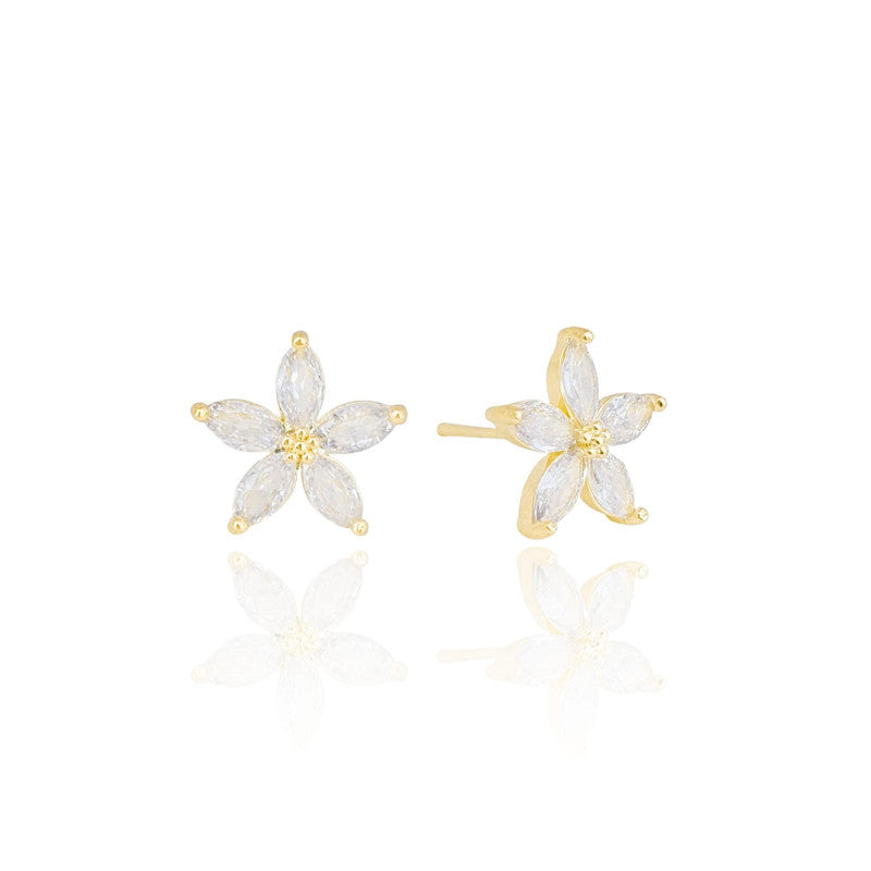 Earring Crystal Flower - 18K Gold