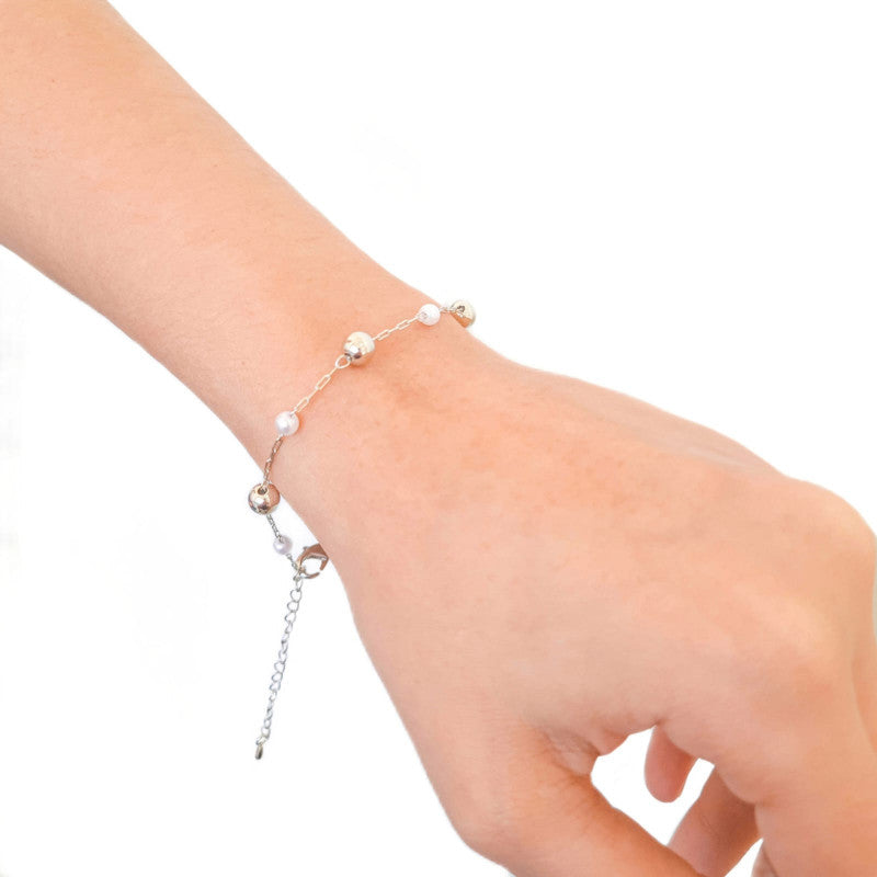 Bracelet Pearls and Balls - White Rhodium