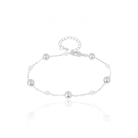 Bracelet Pearls and Balls - White Rhodium