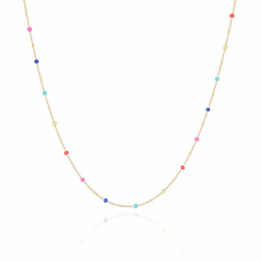 Necklace Choker Colored Polka Dots - 18K Gold