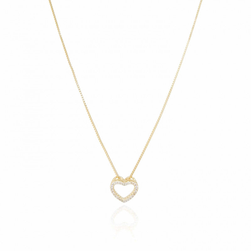 Necklace Venetian Heart Crystal Studs - 18K Gold