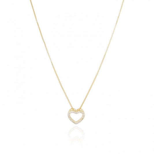 Necklace Venetian Heart Crystal Studs - 18K Gold