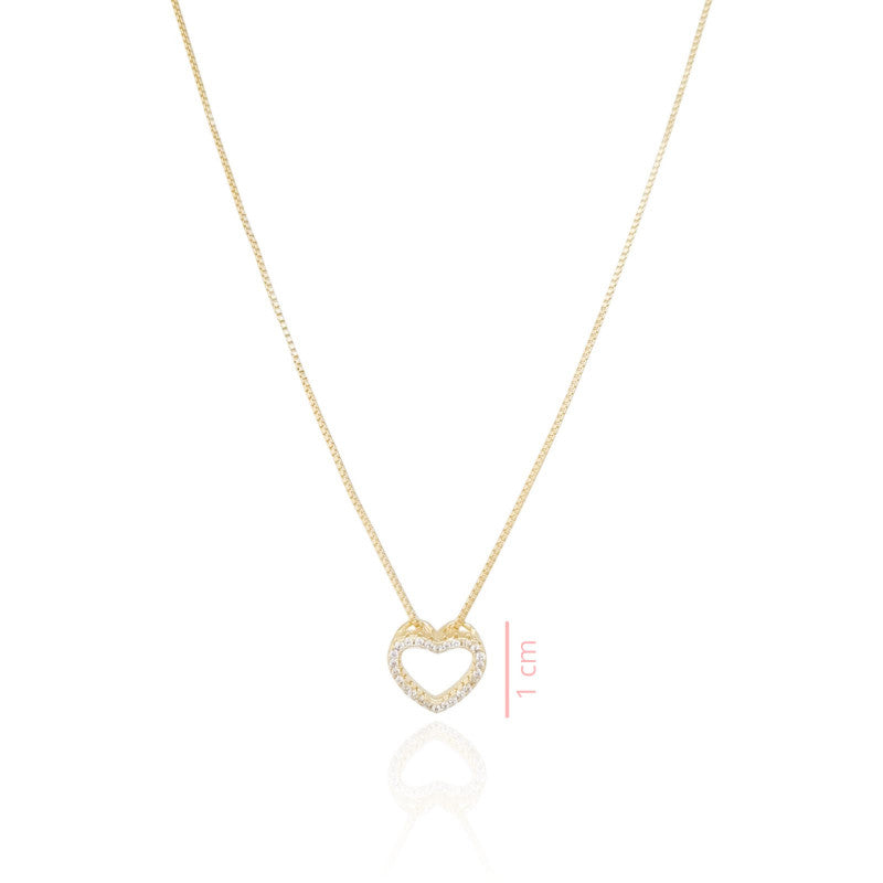 Necklace Venetian Heart Crystal Studs - 18K Gold