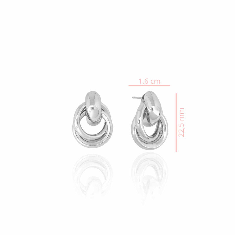 Earring Interlaced Tube Hoops - White Rhodium