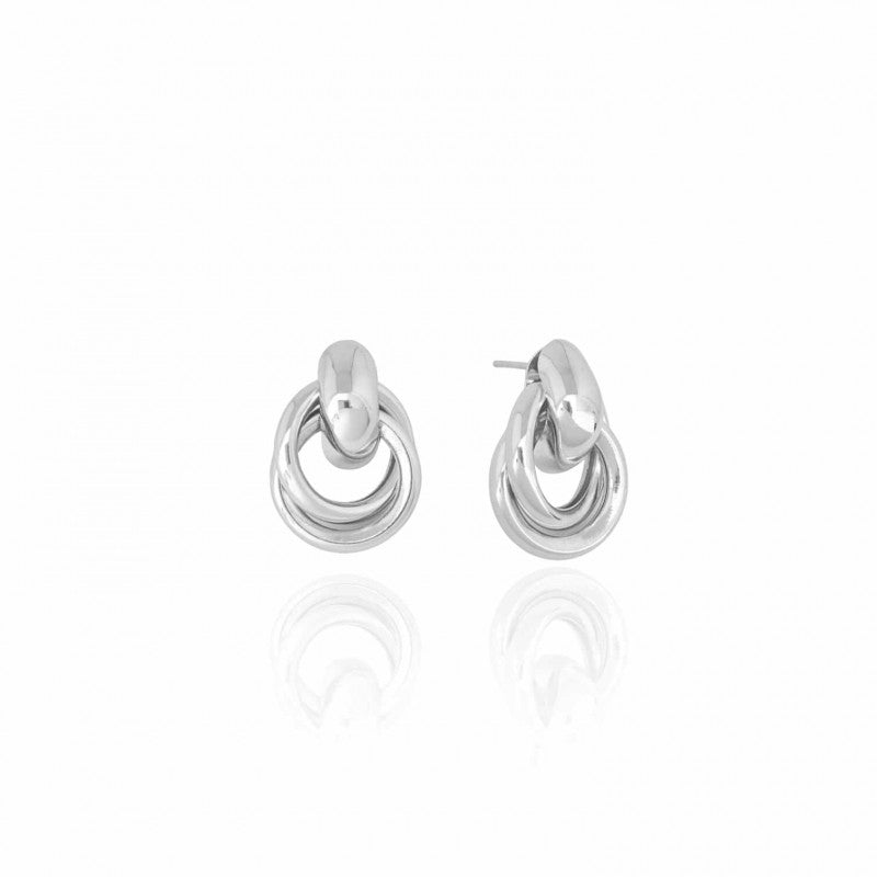 Earring Interlaced Tube Hoops - White Rhodium