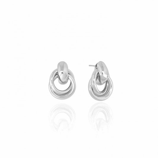 Earring Interlaced Tube Hoops - White Rhodium