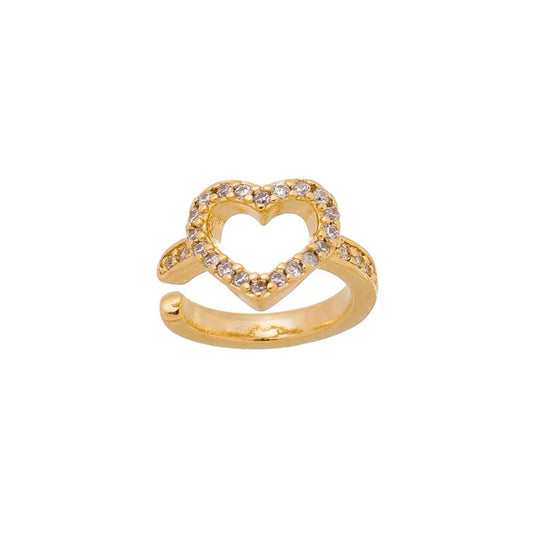 Earcuff Heart Studs - 18K Gold