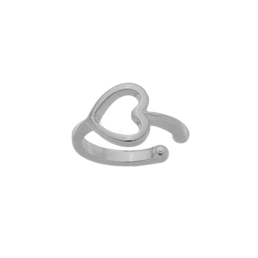 Earcuff Heart - White Rhodium