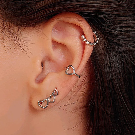 Earcuff Heart - White Rhodium