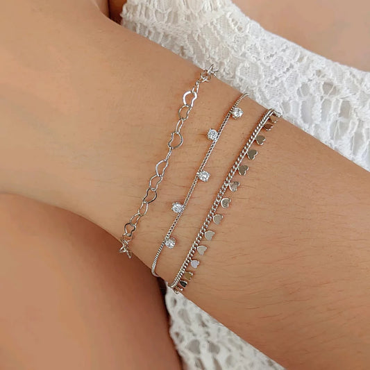 Bracelet Hearts - White Rhodium