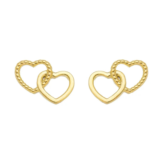 Earring Double Heart Kids - 18K Gold